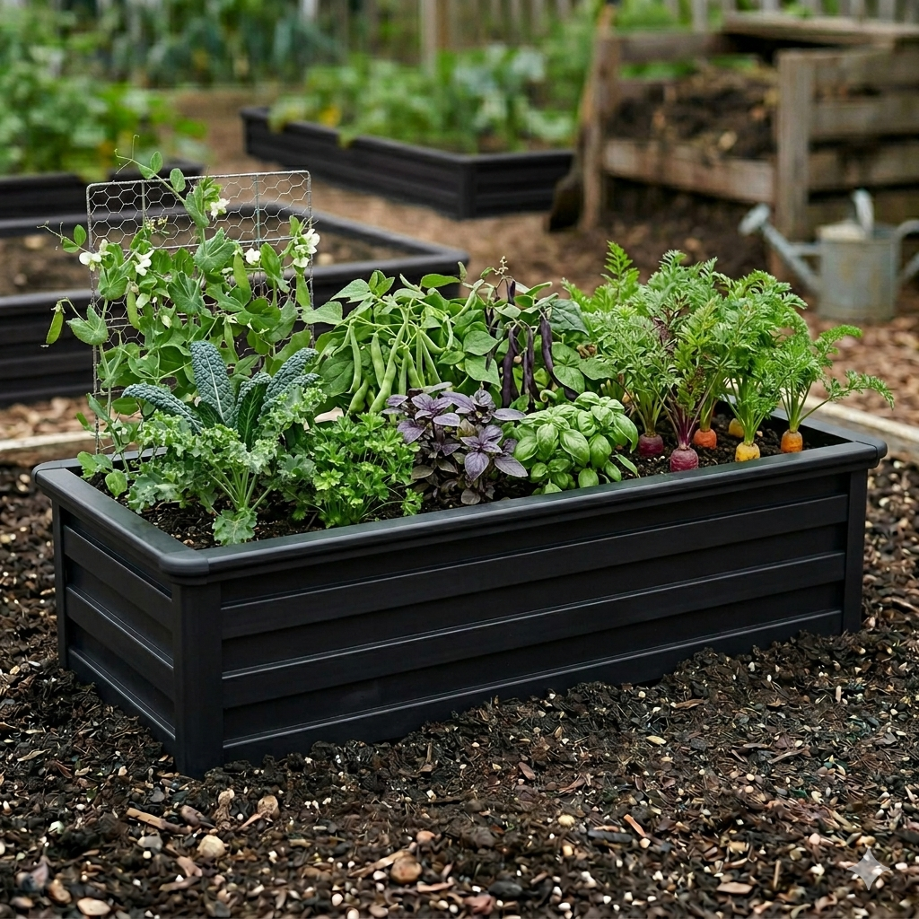 Charcoal Garden Planter Box - Aluminium Easy Slot Set Up