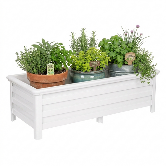White Garden Planter Box - Aluminium Easy Slot Set Up