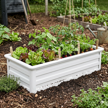 White Garden Planter Box - Aluminium Easy Slot Set Up